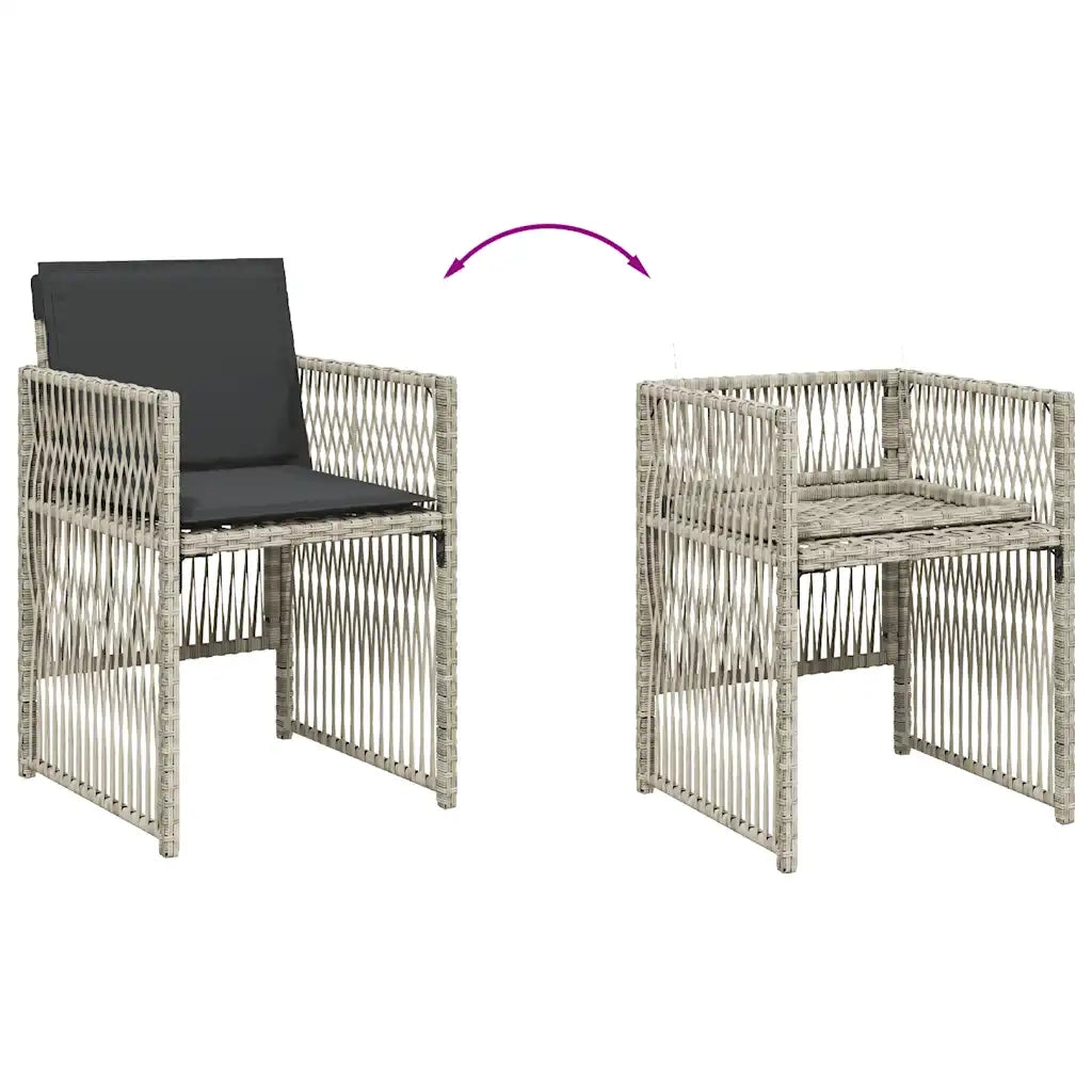 Set Pranzo Giardino 11pz con Cuscini Grigio Chiaro Polyrattan 3210971