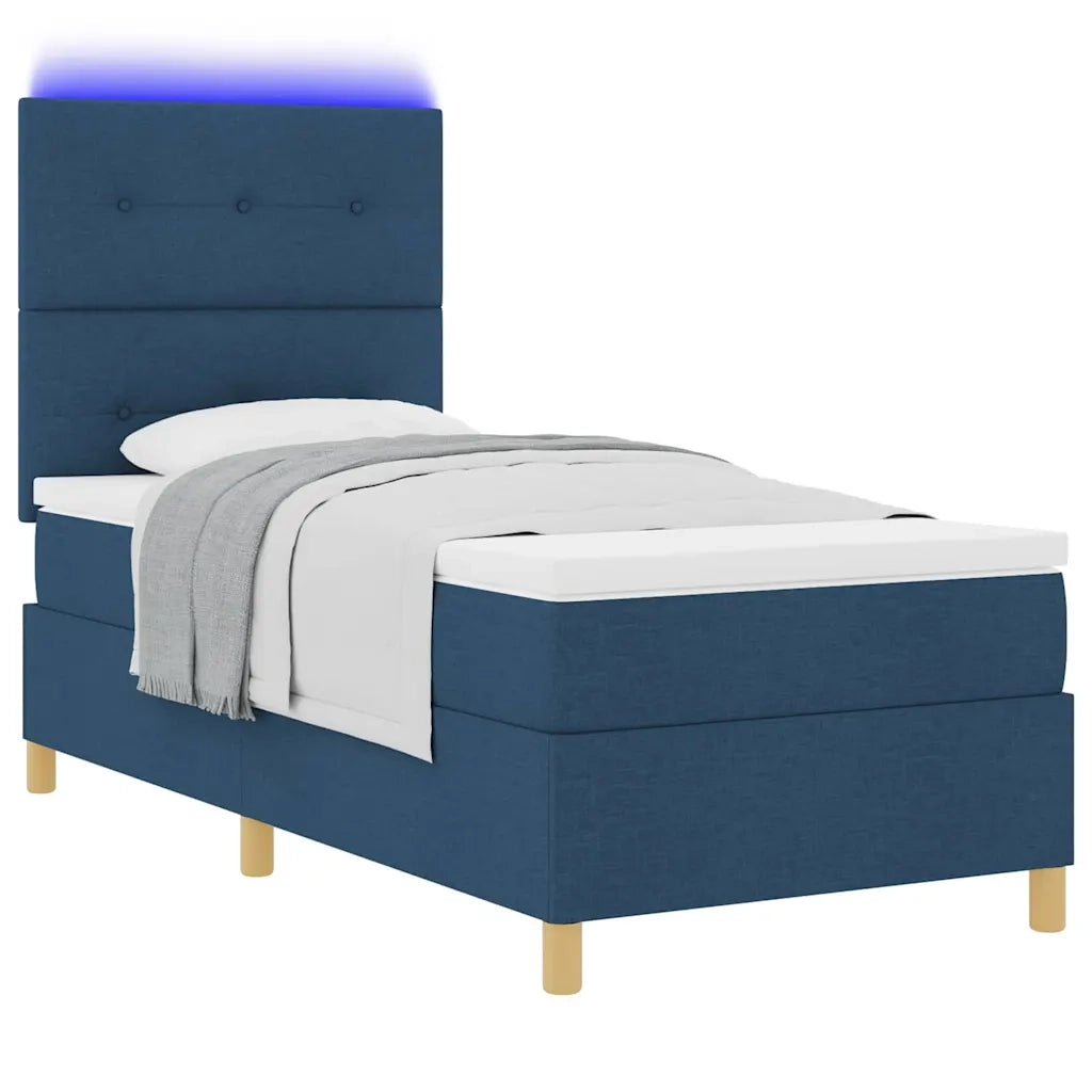 Letto a Sorgente LED con materasso Blu 100 x 200 cm Tessuto 3343081