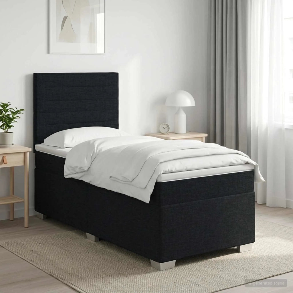 Letto box spring con materasso Nero 90 x 190 cm Tessuto 3453292