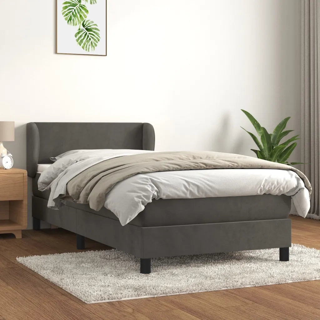 Giroletto a Molle con Materasso-Struttura Letto Grigio Scuro 80x200 cm Velluto 710683