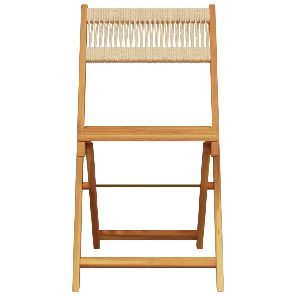 Sedie Bistrò 2pz Beige in Legno Massello di Acacia e Corda 367680