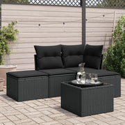 Set Divani da Giardino 5 pz con Cuscini in Polyrattan Nero 3249324