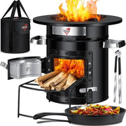 Stufa a Razzo con Griglia in Acciaio Fuso e Tasca Portatile - Ideale per Camping e BBQ