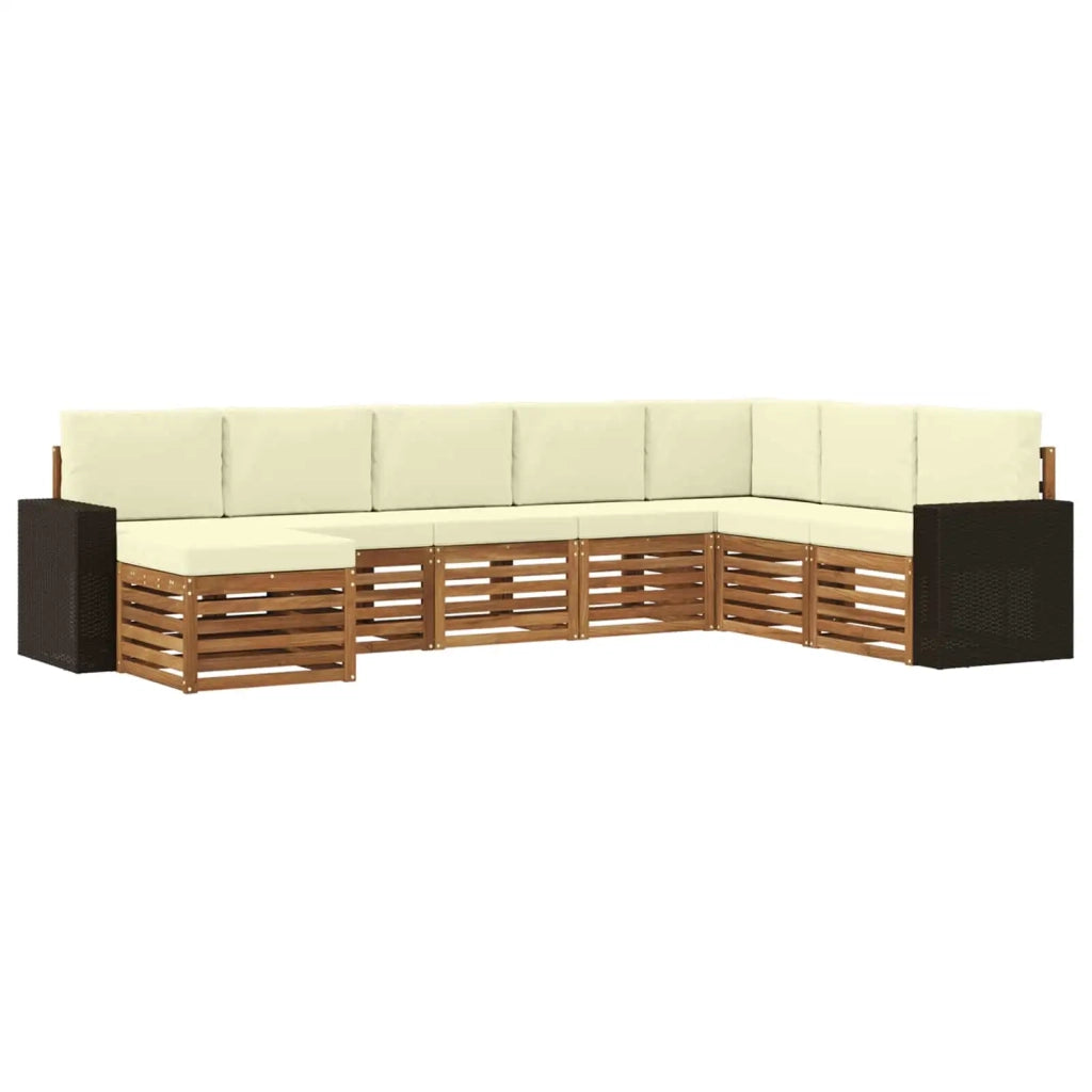 Set di divani da esterno con cuscino 8 pcs Naturale e Crema 3384721
