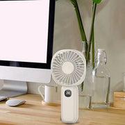 Ventilatore portatile, ricaricabile mini con maniglia e venturino, raffreddatore d'aria con batteria - Blu