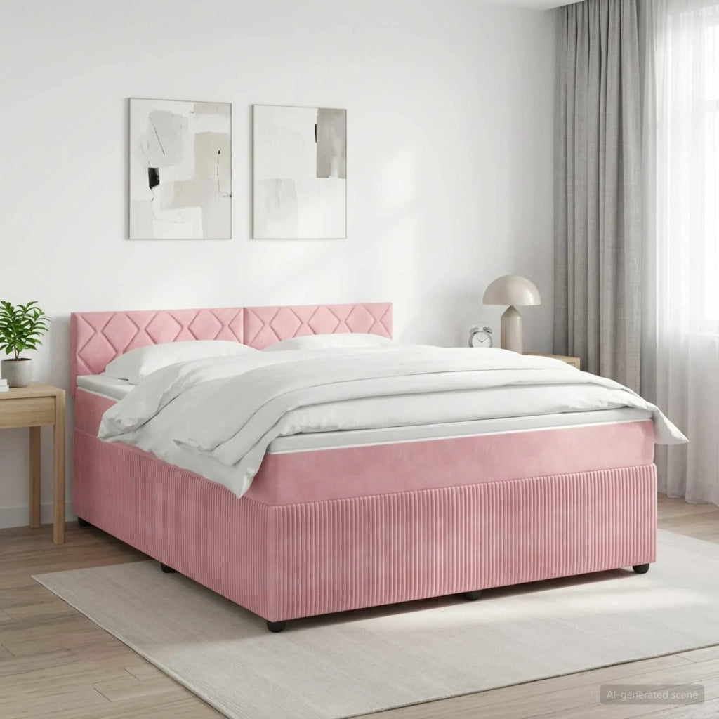 Letto box spring con materasso Rosa 180 x 200 cm Velluto 3451738