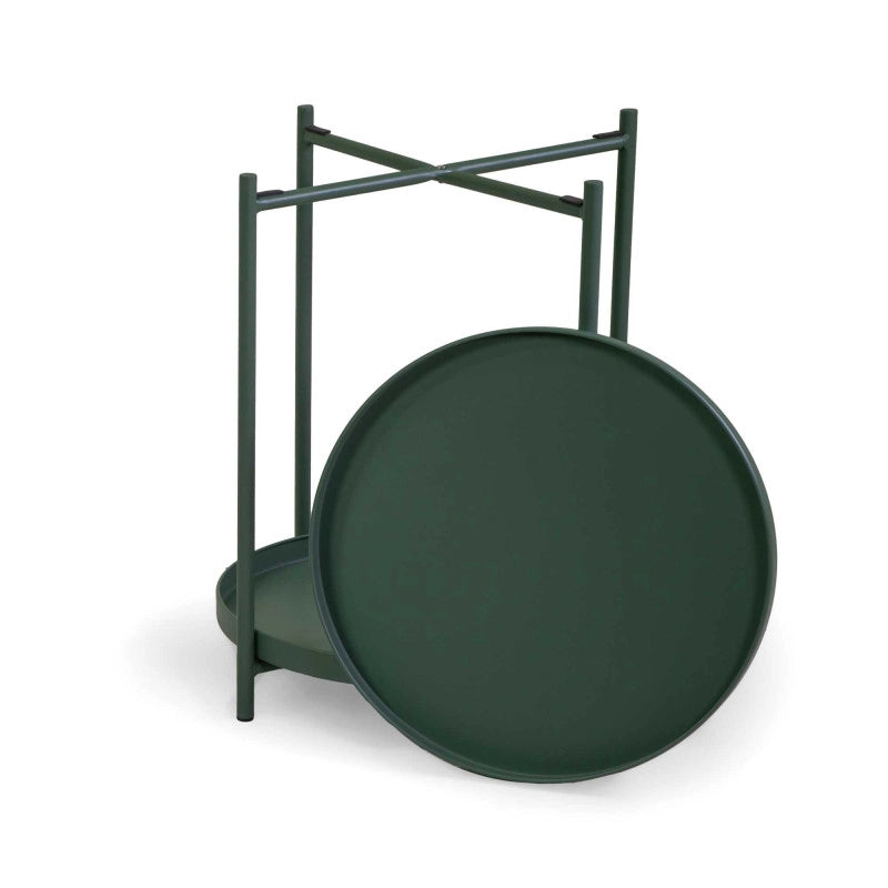 Tavolino Metallo Hiro Verde Tondo 2 Piani Cm ø40h50