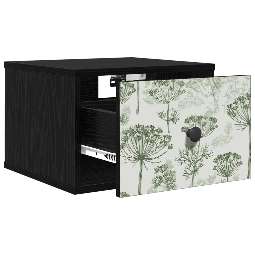 Mobiletto da comodino a parete GOTHA 2 pz Rovere Nero 8007508