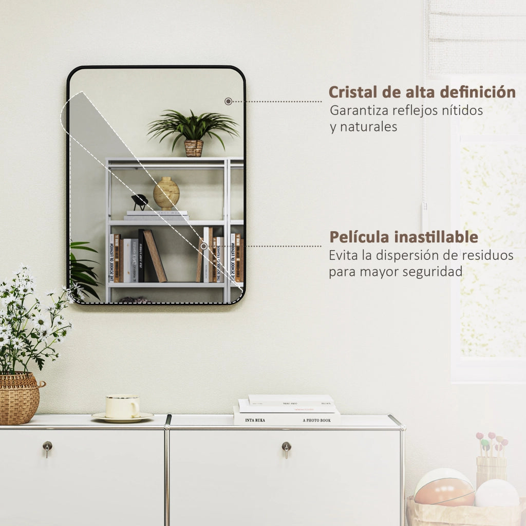 Specchio da Bagno con Cornice Metallo ¨C Minimal ¨C Nero 60x80 cm