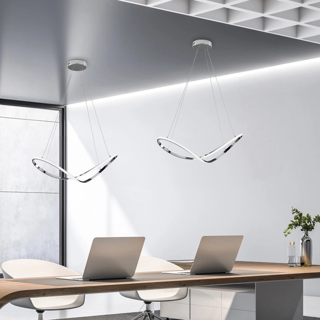 Sospensione Moderna Infinity Luce Led Integrata Metallo E Alluminio Cromo
