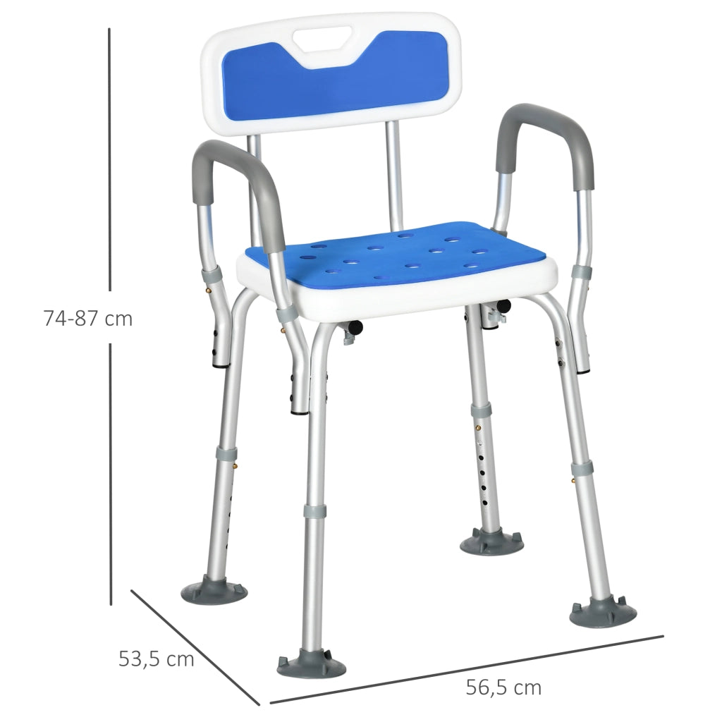 Sgabello da doccia ergonomico regolabile ¨C Minimal ¨C 56.5x53.5x87 cm bianco e blu