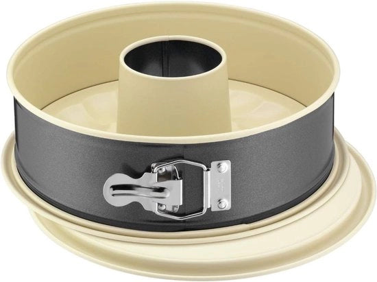 Tubo in acciaio di 26 cm con fondo piatto anti-adesivo senza fughe a forma di spirale.