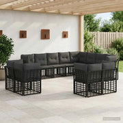 Set di divani da esterno Nero e Grigio scuro Poliestere 3437609
