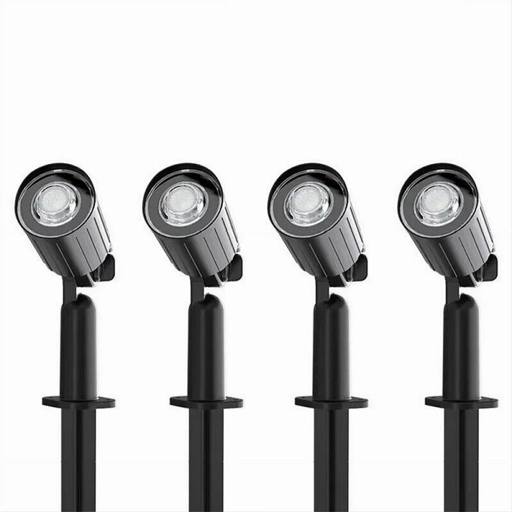 Trade Shop - Set 4 Pz Faretti Led A Picchetto Con Pannello Solare Luce Fredda Calda Ip65 Ly04 -