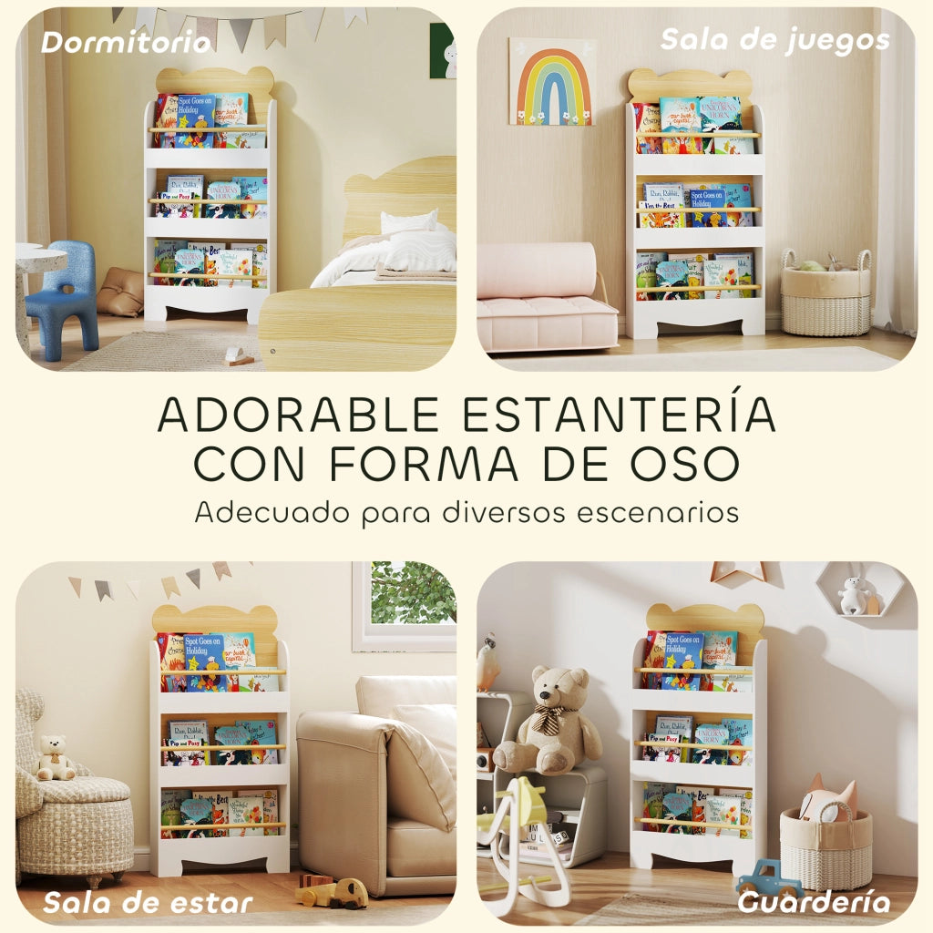 Libreria Bambini 3 Livelli ¨C Minimal ¨C Design Orso Bordi Arrotondati Sicurezza