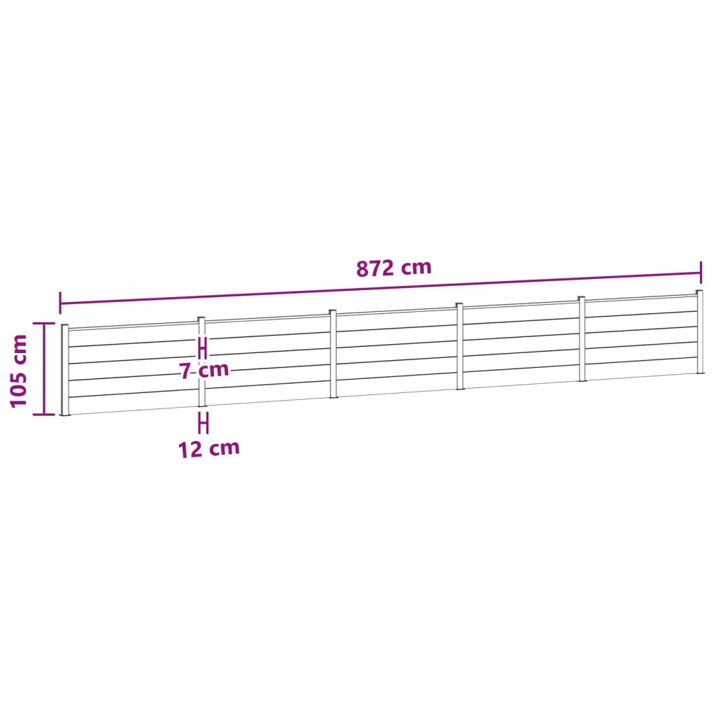 Pannello di Recinzione 5 pcs WPC e Alluminio Marrone