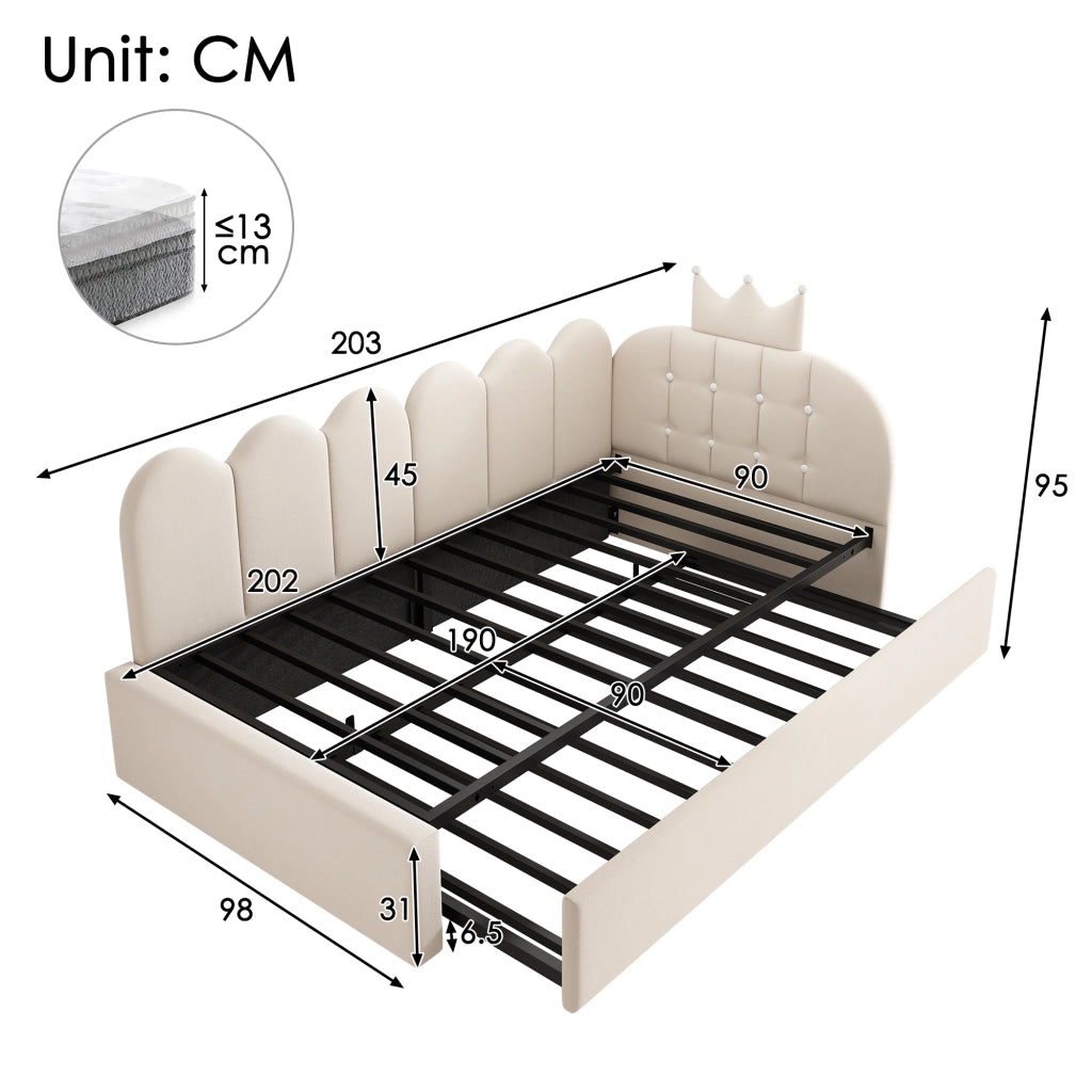 LETTO Divano con letto estraibile 90x200 cm velluto beige