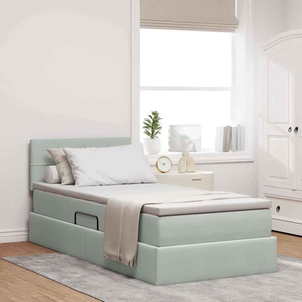 Letto con contenitore e LED Grigio chiaro 100 x 200 cm Velluto 3371373