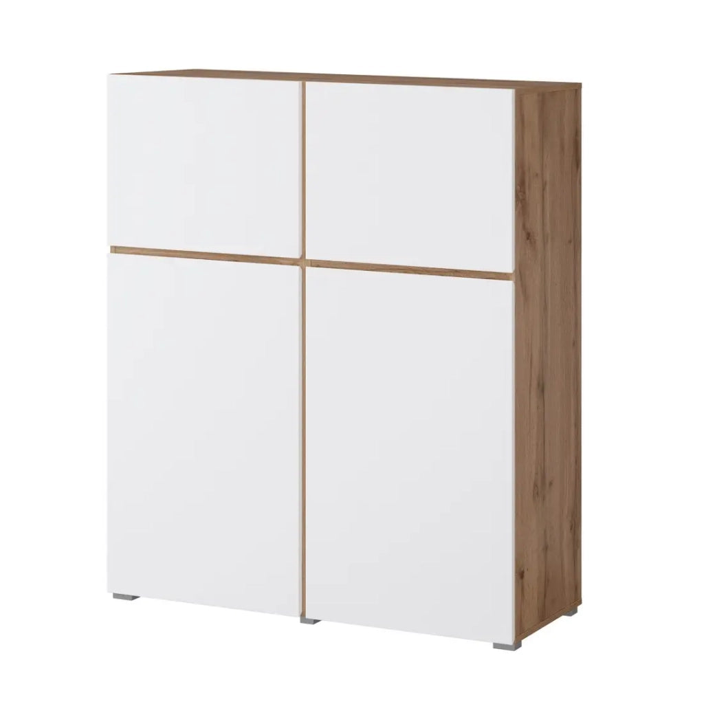 Buffet alto HAVANA – 120cm – 4 ante a battente – Rovere e bianco – Design minimalista e moderno