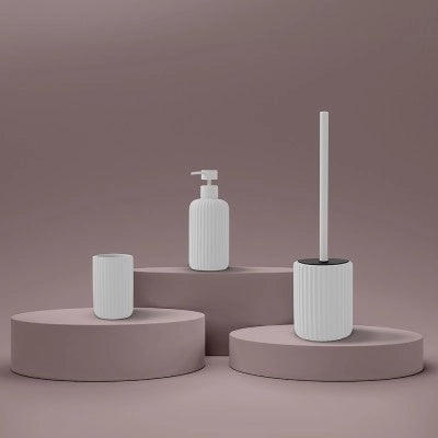 Scopino wc bianco in ceramica soft touch con setole nere Spring