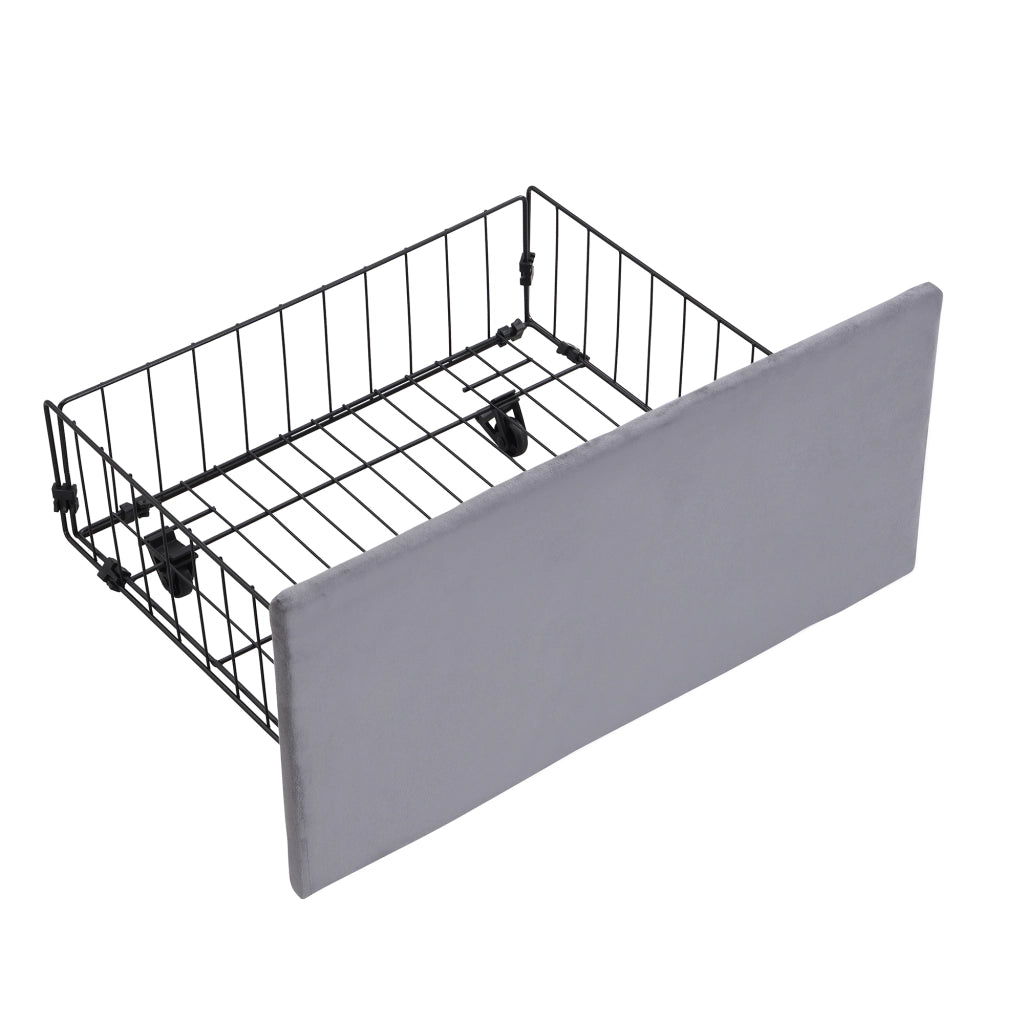 LETTO Contenitore idraulico 180x200 cm in velluto grigio con 3 cassetti