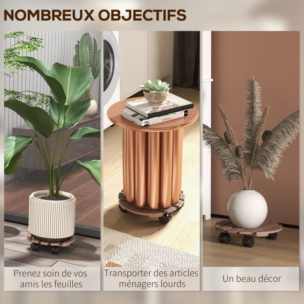 Set di 4 supporti per piante con rotelle ¨C Minimal ¨C ?30 cm, interno ed esterno