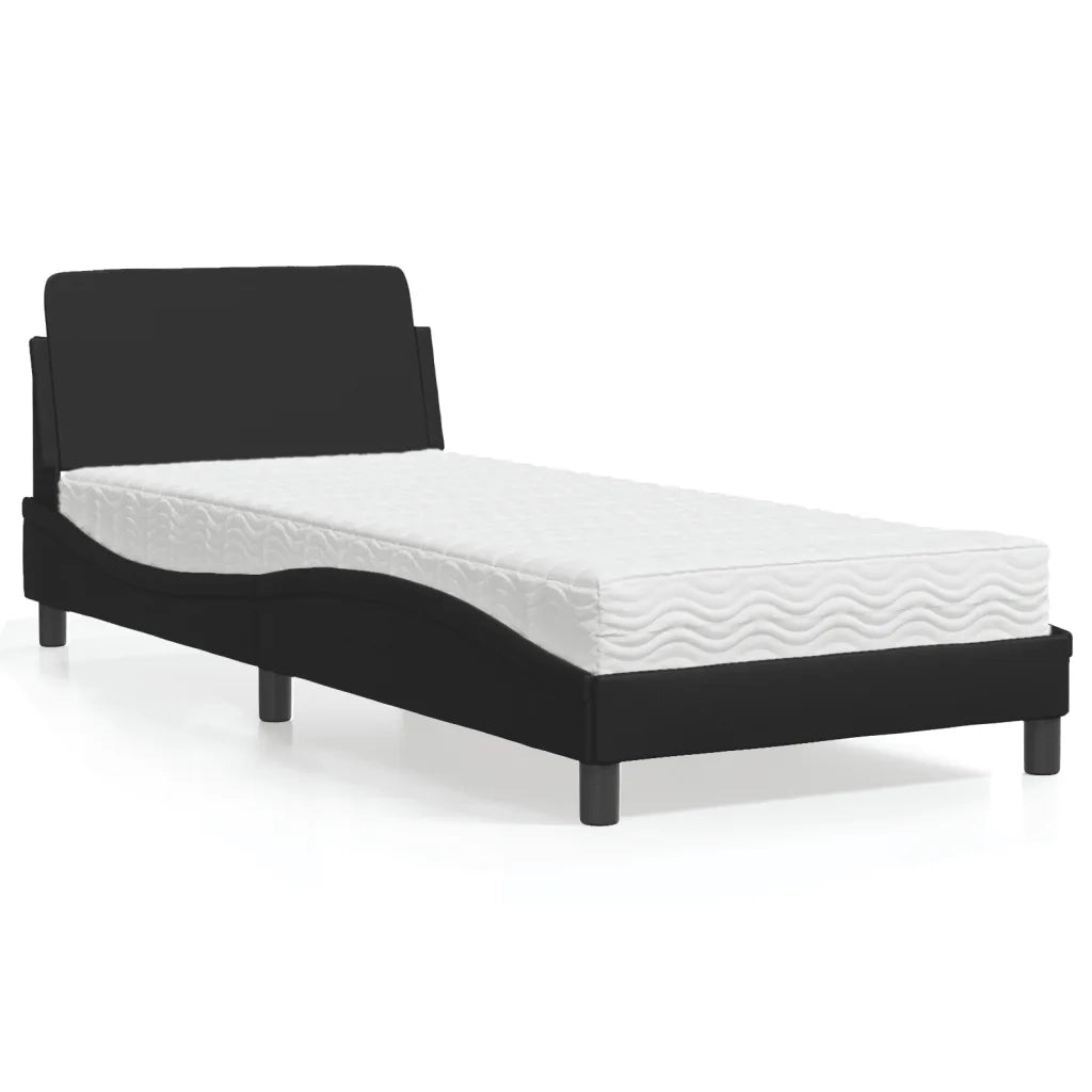 Letto con Materasso Dover Nero 90x200 cm in Similpelle