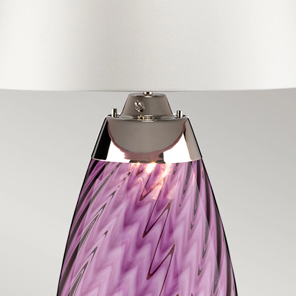 Lampada da tavolo Lena vetro viola paralume bianco E27 Elstead