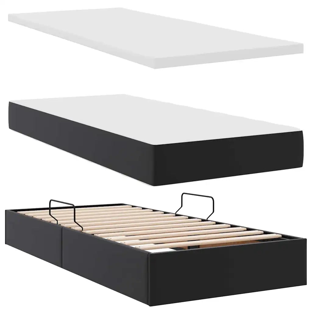 Letto con contenitore e materasso Nero 100 x 200 cm 3370150