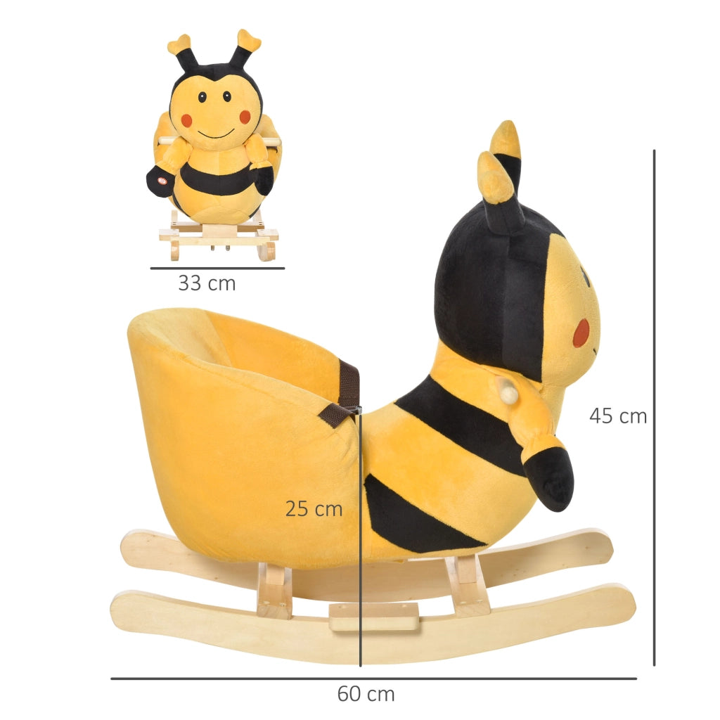Dondolo Ape Legno per Bambini ¨C Minimal ¨C Giallo e Nero 60x33x45 cm