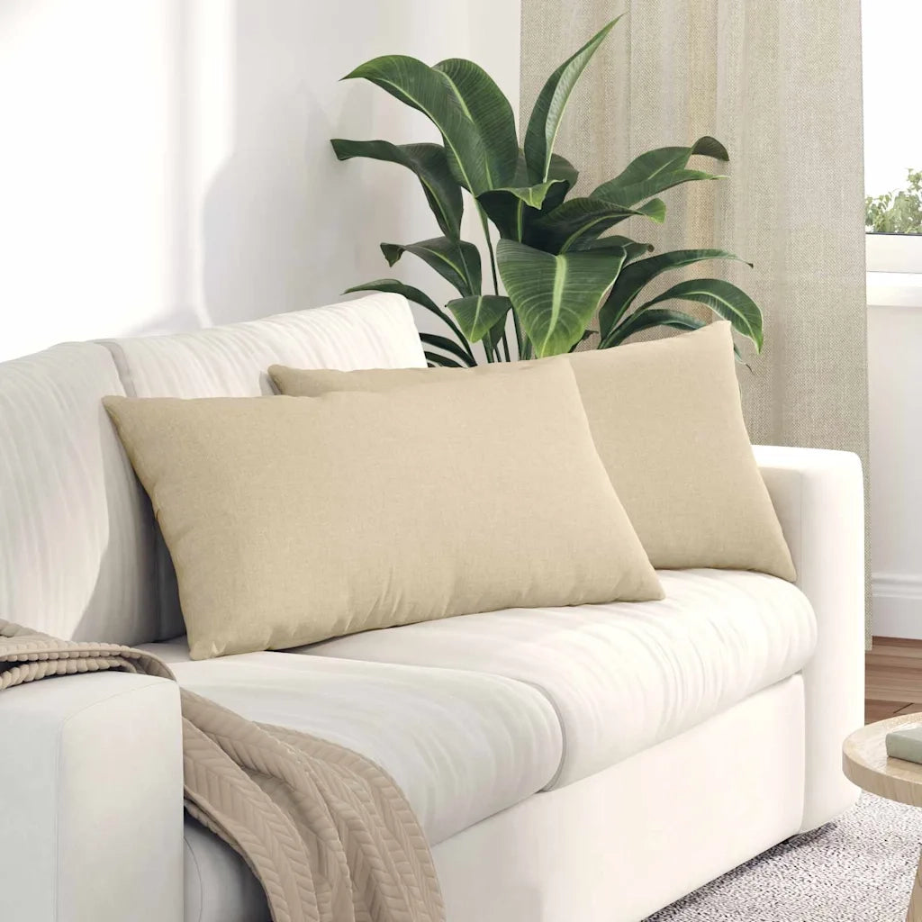 Cuscini da Divano 2 pz | Cuscini per sedie Crema 80 x 40 cm Tessuto
