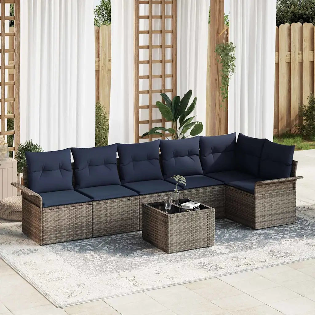 Set Divano da Giardino 7 pcs Grigio polyrattan 3354064