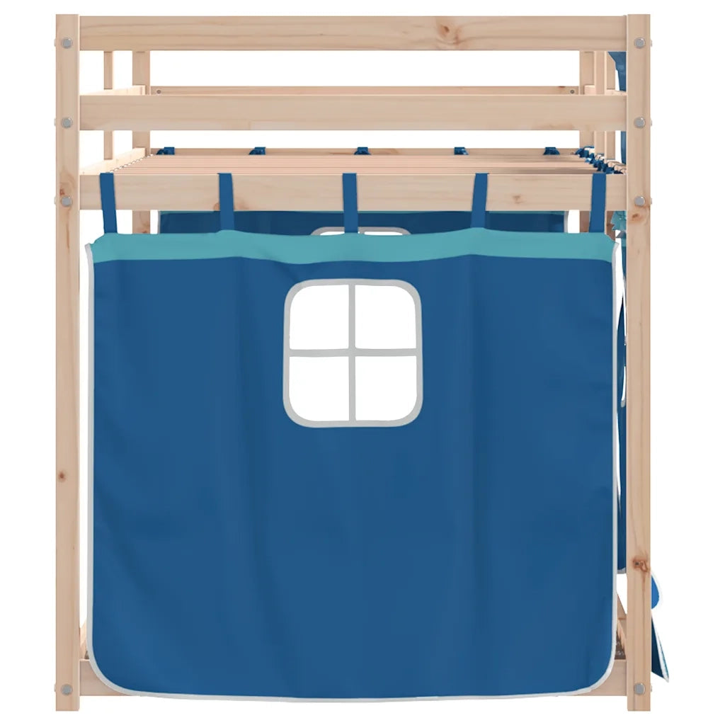 Letto a Castello senza Materasso Blu 90x200cm Massello Pino