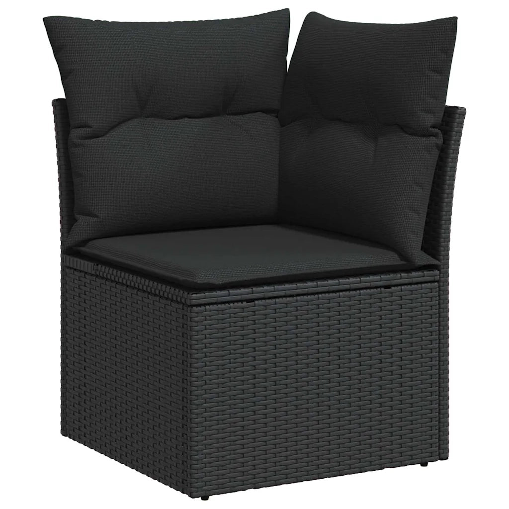 Set Divano da Giardino con cuscino 8 pcs Nero polyrattan 3355632
