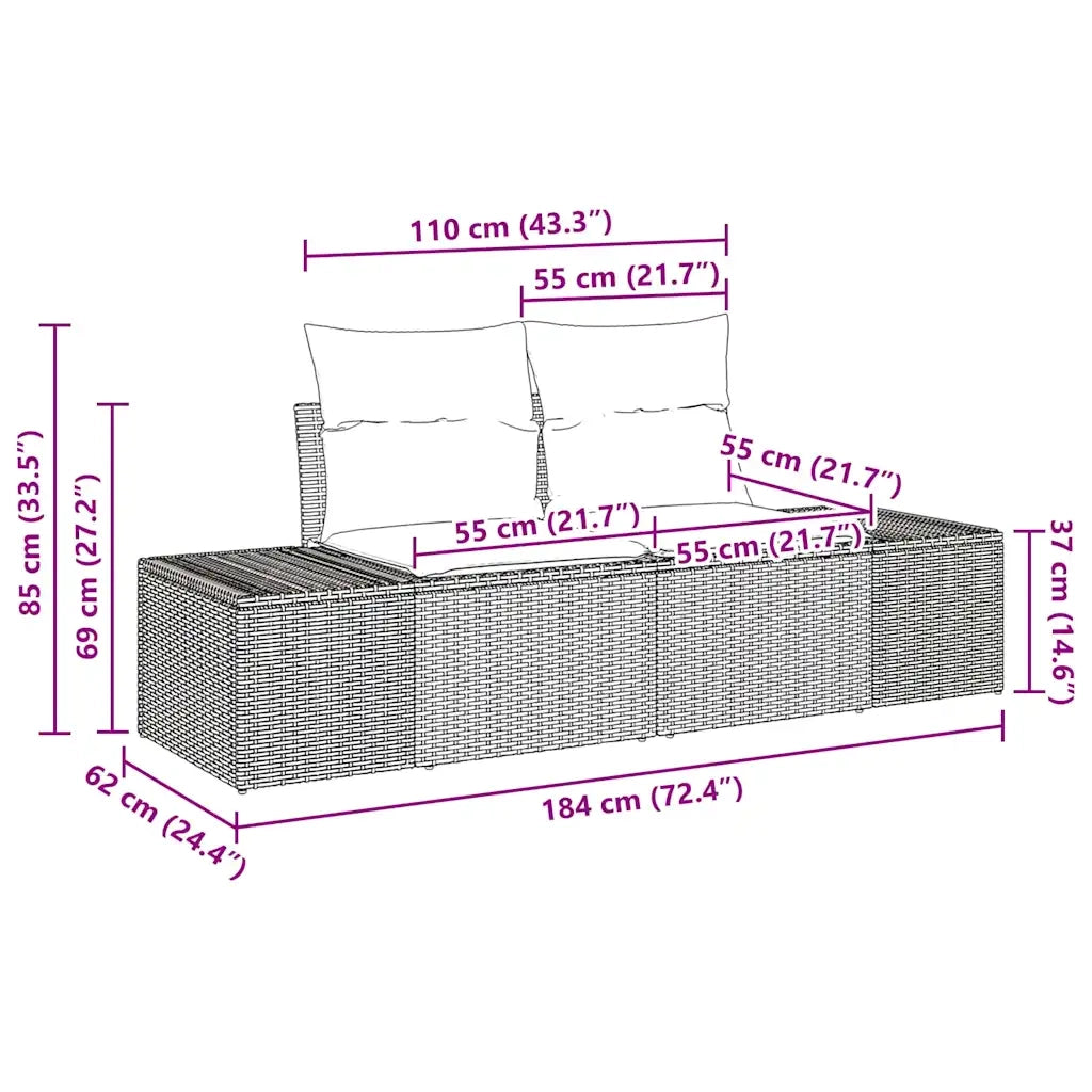 Set Divano da Giardino 7 pcs Beige e Grigio Chiaro polyrattan