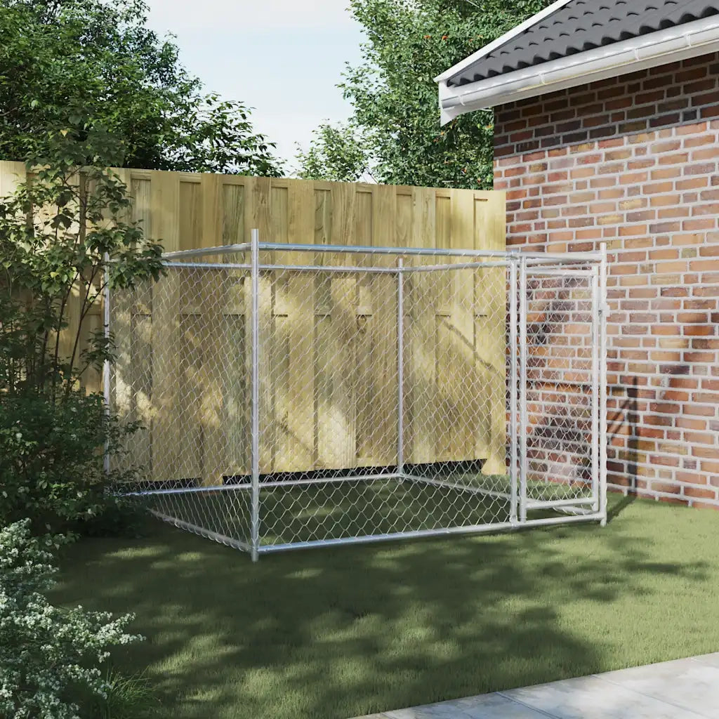 Gabbia per Cani con Porta Grigia 2x2x1,5 m in Acciaio Zincato CFW3781916