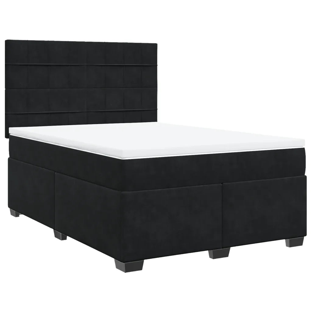 Giroletto a Molle con Materasso Nero 140x190 cm in Velluto