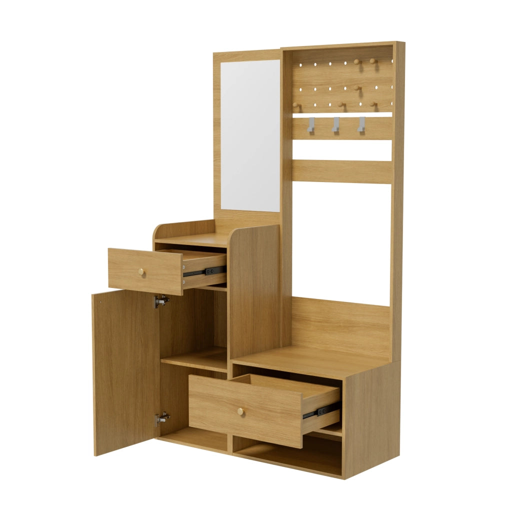 Guardaroba Ingresso con Specchio e Scarpiera ¨C MINIMAL ¨C Appendiabiti, Ripiani, Ganci, 105 cm