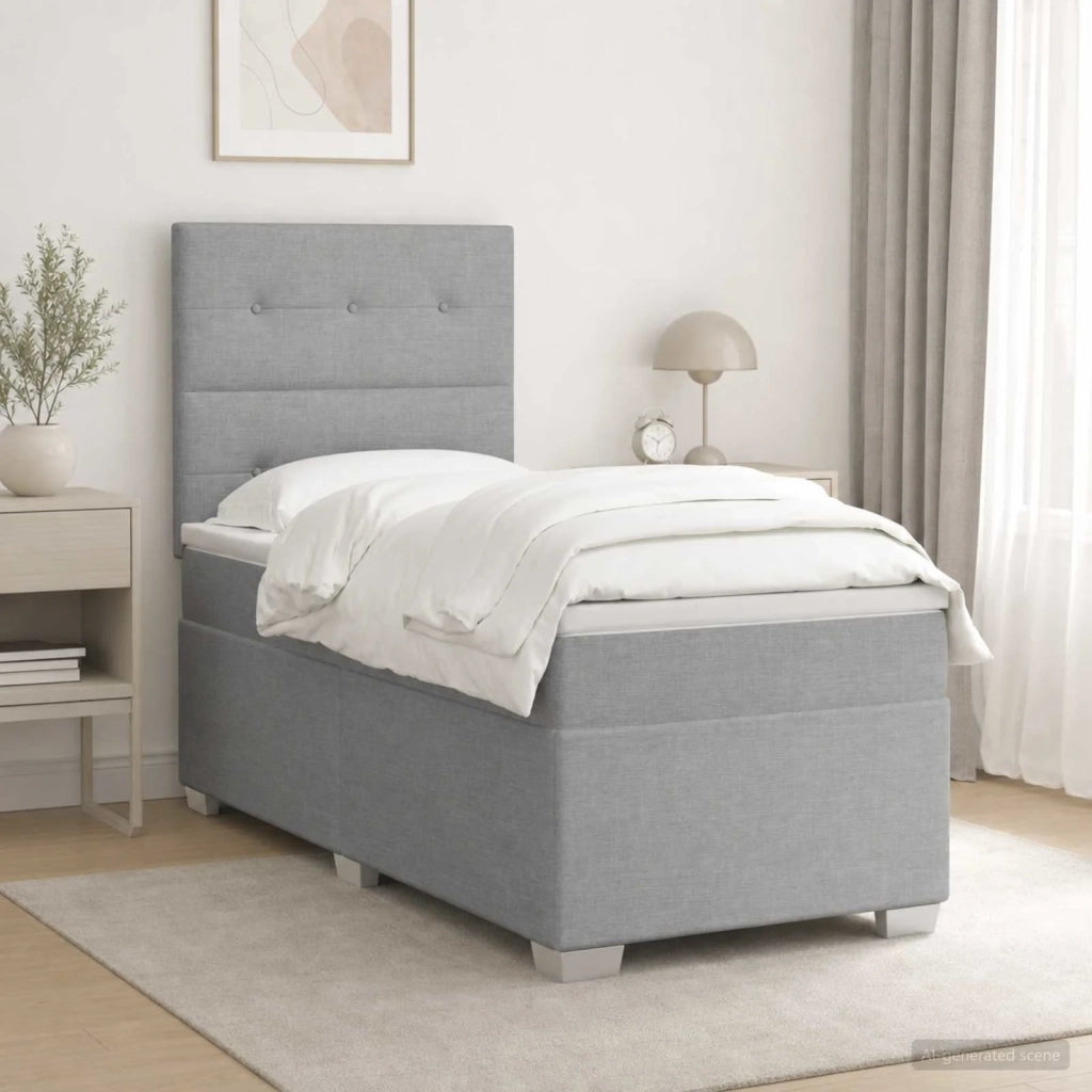 Letto box spring con materasso Grigio Chiaro 80 x 200 cm 3453276