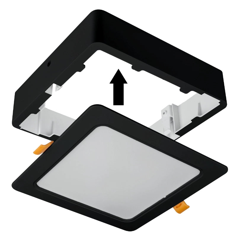 Plafoniera LED bagno 18W 2in1 quadrata nera IP54 DPM