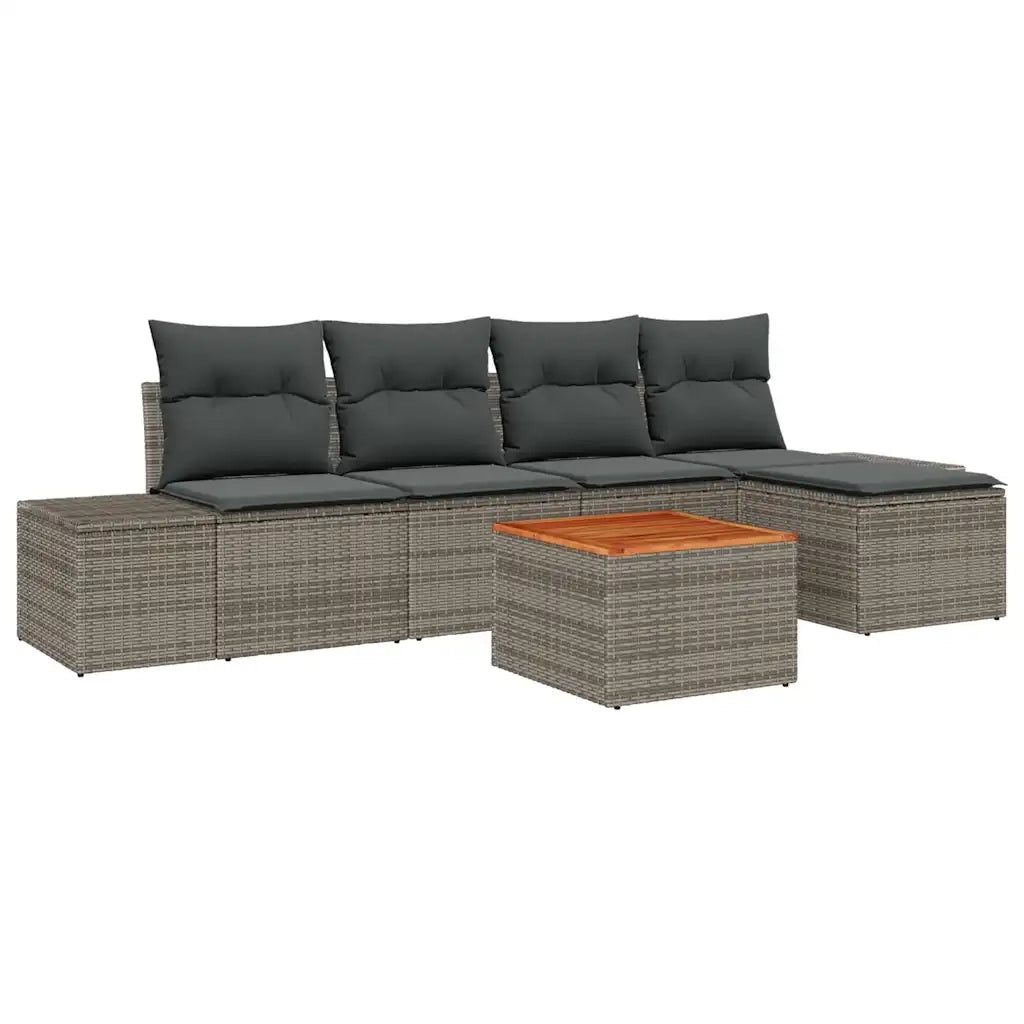 Set Divano da Giardino 6 pcs Grigio polyrattan