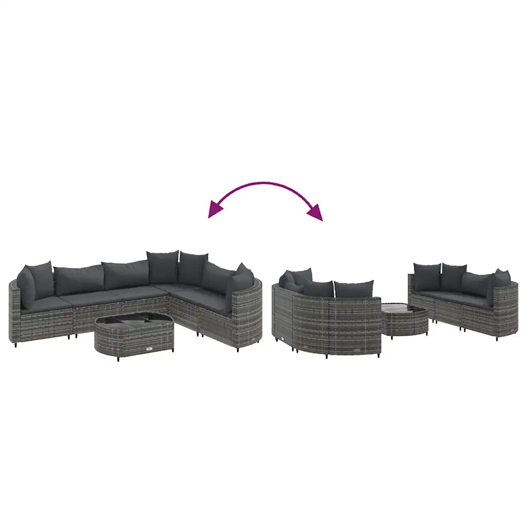 Set Divani da Giardino 7 pz con Cuscini Grigio in Polyrattan 3308378