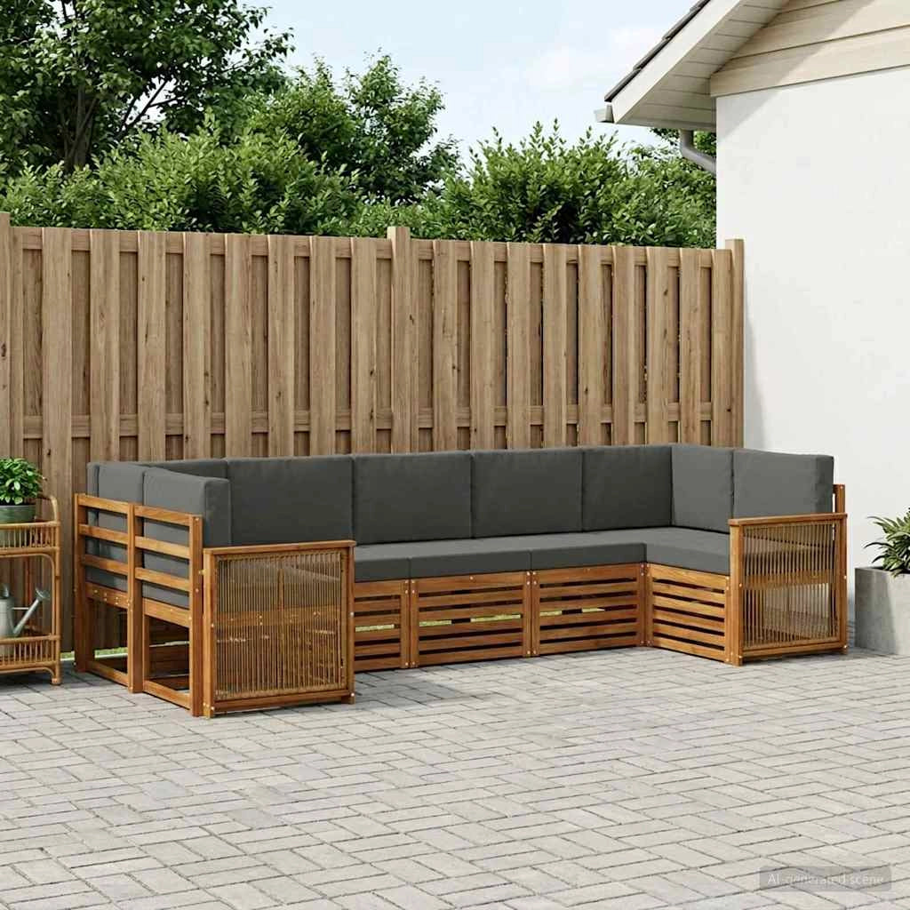 Set di divani da esterno 6 pz Naturale e Antracite 3384808