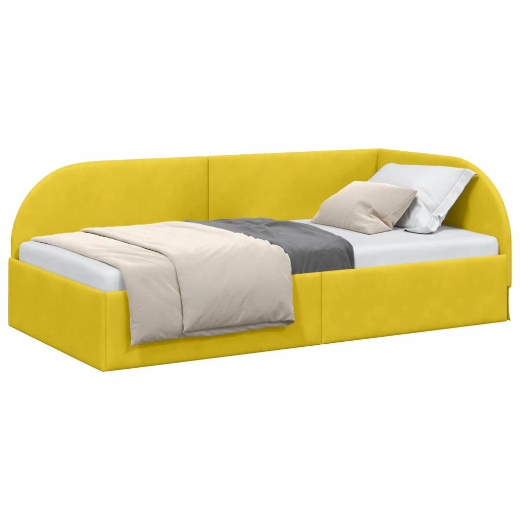 Cornice del letto ad angolo Giallo 80 cm x 200 cm Velluto 42016632
