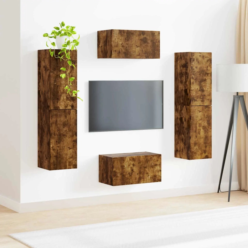 Set mobile TV 6 pcs Rovere fumé Legno multistrato 3409128