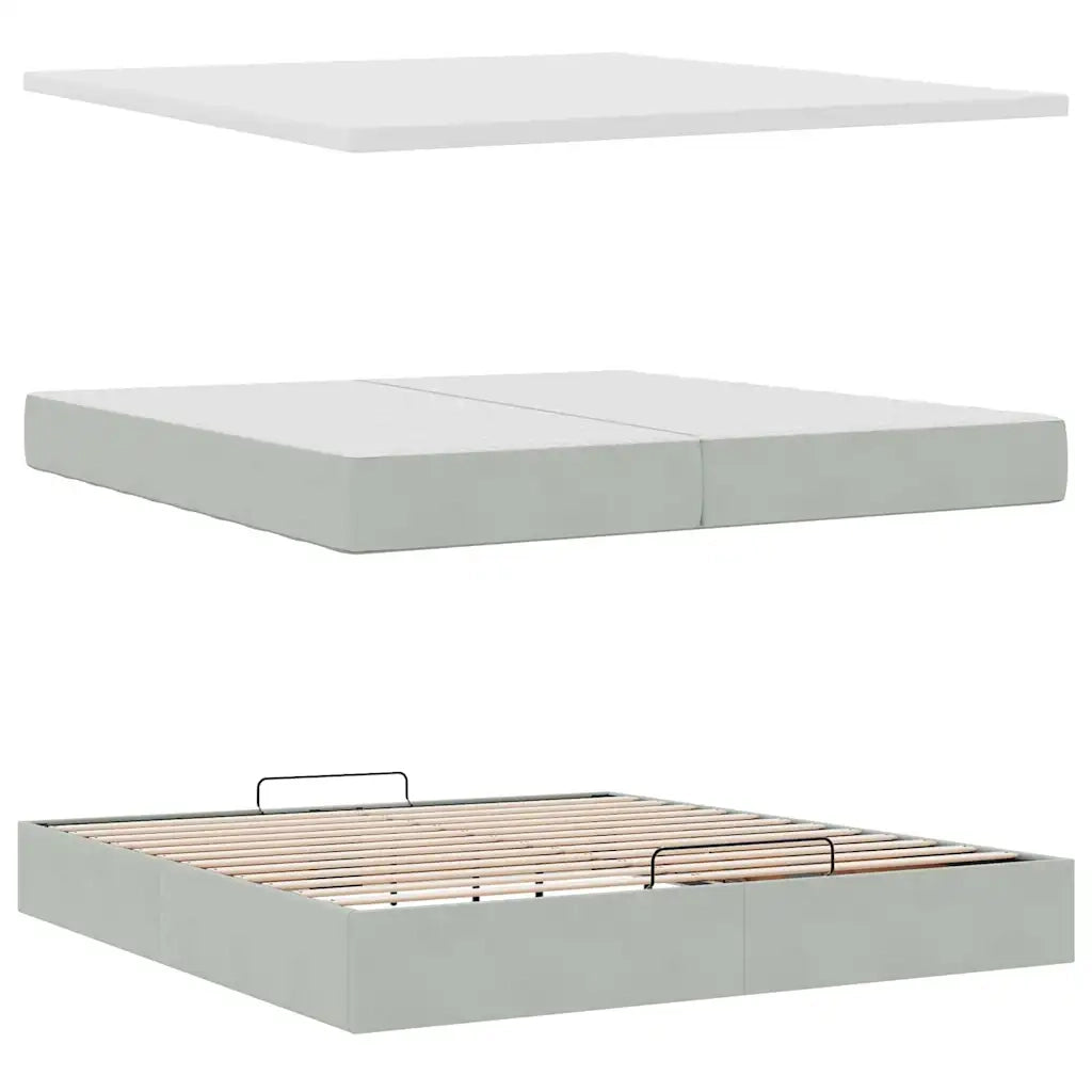 Struttura Letto Pouf con Materassi 200x200 cm Velluto 3311207