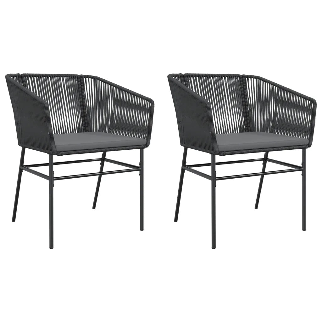 Sedie da Giardino con Cuscini 2 pz Nere in Polyrattan 369102