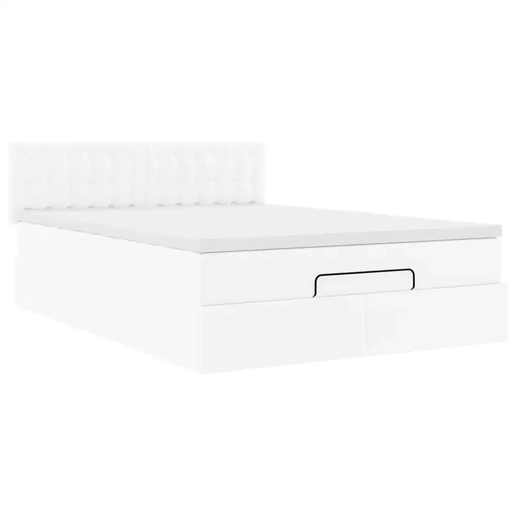 Pouf Letto con Materassi e LED Bianco Puro 140x190cm Similpelle
