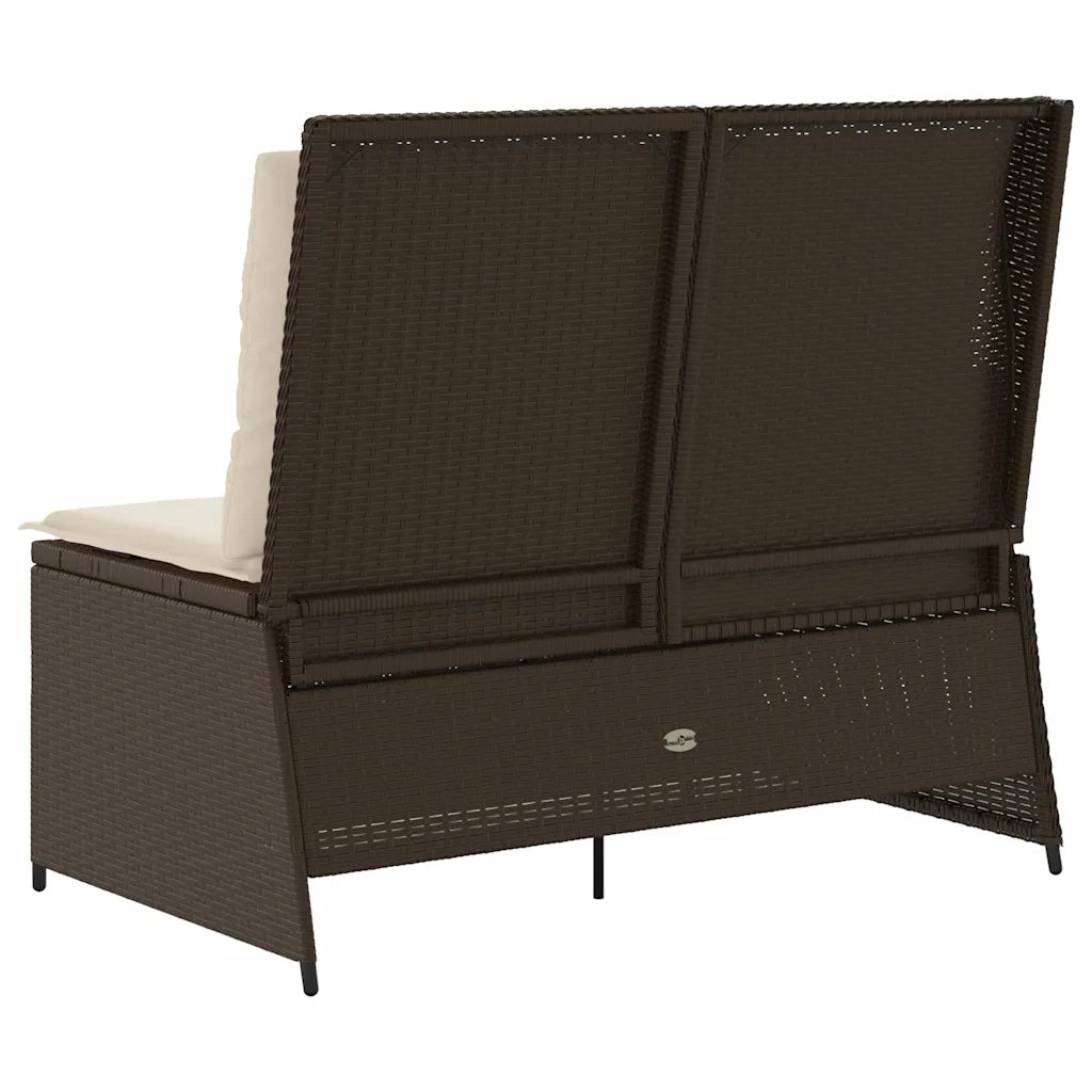 Panca Reclinabile da Giardino con Cuscini Marrone in Polyrattan 368947