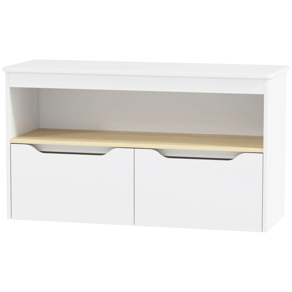 Cassettiera per Bambini con 2 Cassetti e Ripiani ¨C Minimal ¨C 80x30x45 cm Bianco